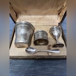 Silver Plated Baby Set Art Nouveau